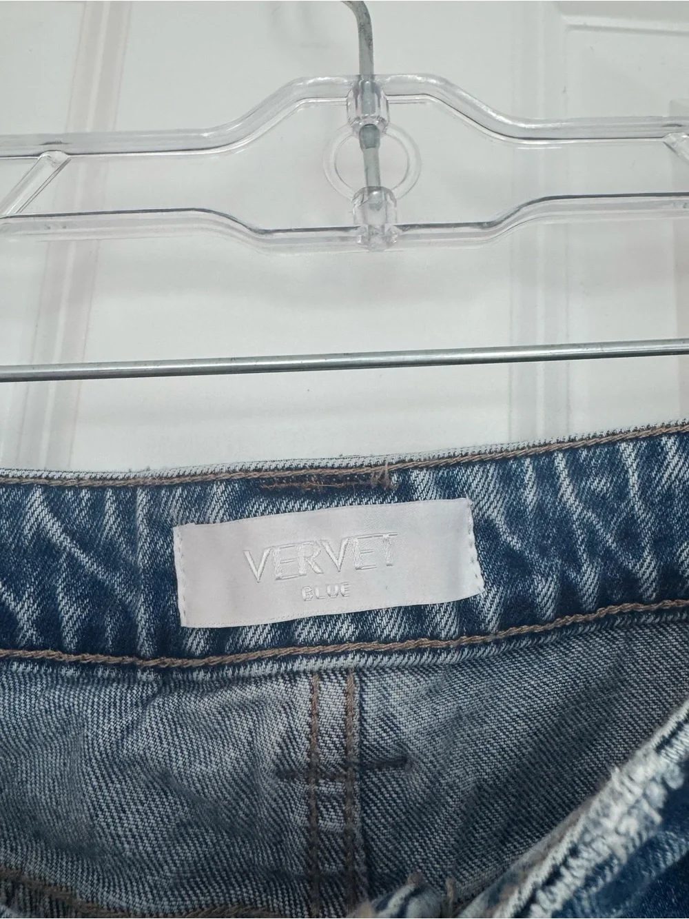 Vervet Classic High-Rise Distressed Denim Shorts - Blue size Large
